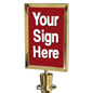 Stanchion Sign: QueuePole Post & Rope Brass Frame stanchion sign