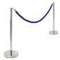 Rope Barrier: Two Chrome Posts & Blue Velvet Rope QueuePole Post & Rope Line Rope Barrier