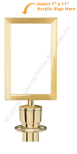 7" X 11" Polished Brass Post Top Frame For Traditional Rope Posts stanchion top frame