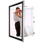 Silver Lockable Sign Holders 22" x 28" Classic Swinging with Black Matboard and Lock Silver Lockable Sign Holders