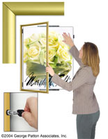 22" x 28" Poster Holder in Satin Gold Wide Face Aluminum Swinging with Lock 22" x 28" poster holder