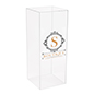 This Clear Acrylic Pedestal with Custom Graphics Is a Great Branded Display Solution for Your Next Event Clear acrylic pedestal with custom graphics and adhesive substrate