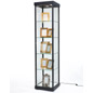 Tempered Glass Display with (4) Shelves and a Sleek Aluminum Black Frame tempered glass display