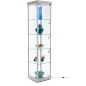 with (7) LED Lights Silver Tempered Glass Tower Showcase