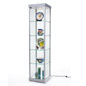 Tempered Glass Cabinet with (4) Shelves and a Sleek Aluminum Silver Frame tempered glass cabinet