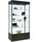 with Mirrored Bottom Features LED Lights Black Display Case