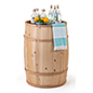 This False Bottom Wooden Display Barrel Is a Rustic Product Storage Option False bottom wooden display barrel made of natural cedar