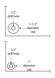 Pay attention to standoff cap widths when marking hole locations before drilling. hole drilling locations for sign standoffs in a panel