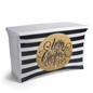 Preprinted Holiday Table Cover Conceals All Four Sides 4' striped preprinted holiday table cover