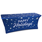Snowflake 6' Spandex Tablecloth with Holiday Message 6' spandex tablecloth with holiday message on blue background