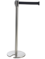 Silver Stackable Stanchion with Black Belt Silver Stackable Stanchion for Hotel Lobbies