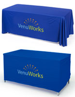 Customize your convertible table cover with a company name or logo Custom Printed Convertible Table Covers