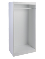 Open Retail Garment Armoire Display with White Finish White open retail garment armoire display