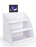 White digital cardboard tiered counter display stand