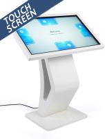 Touch Screen Directory Floor Stand Uses Vibrant Display for Vivid Media White touch screen directory floor stand with 43" interactive LCD panel