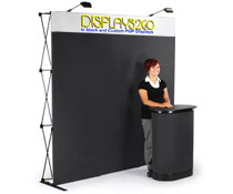 8' Tradeshow Displays: Black Hook & Loop Panel with Custom Headers tradeshow displays