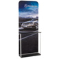 Oblique View of Banner Frame Counter Kiosk 91"h Banner Frame Counter Kiosk