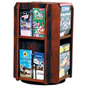 Oblique View of Rotating Wooden Literature Holder Rotating Wooden Literature Holder with Adjustable Pockets