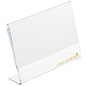 Add a personalized touch to your marketing signage with this acrylic sign holder with custom graphic! Angled Sign Holder with Custom Printed Logo