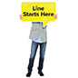 Life Size Standee with Speech Bubble Includes Easel Back Attachment 60 inch tall life size standee with speech bubble