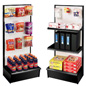 Gondola Shelving Single Sided Black Two Shelves and Peghooks Gondola Shelving