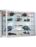 Wall Showcase Cabinet with LED Lights, Mirrored Backing