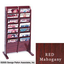 Wood Magazine Holder: 14 Pockets Red Mahogany wood magazine holder