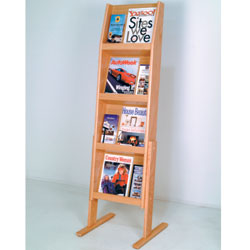 Magazine Holder - Four Open Shelves Light Oak magazine holder