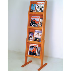 Magazine Holders - Medium Oak Four Open Shelves magazine holders