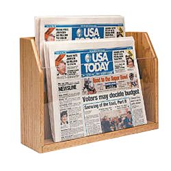 Wooden Newspaper Rack 2 Tier Light Oak Finish wooden newspaper rack