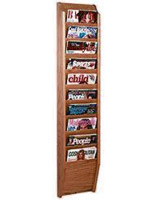 10 Tiered Magazine Rack for Wall Features Classic Wooden Design 10 tiered magazine rack for wall with solid wood fabrication