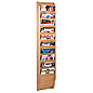 Wall Mounted Vertical Cascade Magazine Rack Features Light Oak Finish Wall mounted vertical cascade magazine rack with wood construction