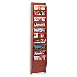 10 Pocket Magazine Wall Is Made of Oak Wood with Mahogany Finish 10 pocket magazine wall with mahogany finish