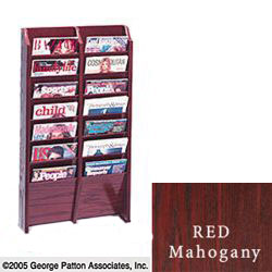 8 x 10 Multi Magazine Mahogany Wall Holder Is Great for Waiting Rooms and Lobbies 8 x 10 multi magazine mahogany wall holder with dark wood finish