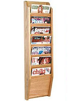 7 Tier Wood Magazine Mount with Installation Hardware 7 tier wood magazine mount for 8.5x11 literature