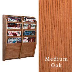 4-Tiered Vertical Magazine Wall Display Racks Features Pre-Drilled Holes on Back 4-tiered vertical magazine wall display racks with included mounting hardware