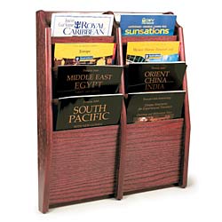 Wall Mounted Vertical Magazine Rack Features 8 Pockets for Catalogs Wall mounted vertical magazine rack for 8.5x11 literature