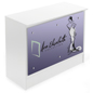 4’ Sales Counter with Custom Graphics, Silver Standoffs & (3) Adjustable Shelves 4’ Sales Counter with Custom Graphics, Silver Standoffs