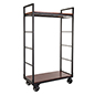 Mobile Industrial Retail Dual Shelf Armoire Rack for Vintage-Style Display Vintage mobile industrial retail dual shelf armoire rack