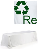 This polyester table cover includes a custom imprint white polyester table cover