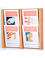 4 Pocket Wood Magazine Rack Mounts to Walls in Doctor's Offices and Waiting Rooms 4 pocket magazine rack with acrylic front panels