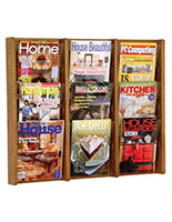 Wooden Magazine Rack for Wall Is Made of Real Wood with Medium Oak Finish Wooden magazine rack for wall for waiting rooms and lobbies