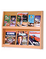 2 Shelf Magazine Rack Features Open Shelving for Both Catalogs and Brochures 2 shelf magazine rack with 6 spaces for 8.5x11 catalogs