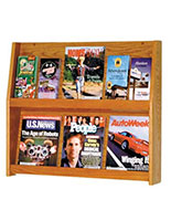 Wood Magazine Open Shelves Holds 4x9 and 8.5x11 Literature Wood magazine open shelves for building lobbies and doctor's offices