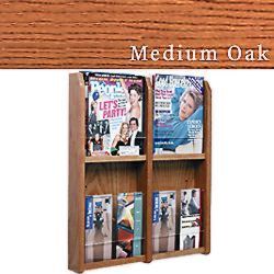 Flat Wall Magazine Rack with 4 Adjustable Pockets Features Solid Wood Frame Flat wall magazine rack with 4 adjustable pockets for doctor's offices