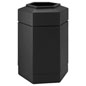 black waste receptacle in hexagonal shape black waste receptacle