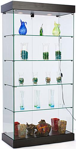 36-3/8 x 74-1/4 x 18-1/3-Inch, Tempered Glass Display Cabinet And Black MDF Base Frameless Retail Cabinet Measuring Over 6' High - Ships Unassembled