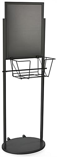 Black 18 x 24 Mobile Poster & Literature Stand with Wire Basket
