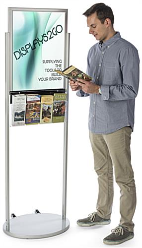 18 x 24 Silver Mobile Poster Stand with 4 Leaflet Pockets with Rolling Base