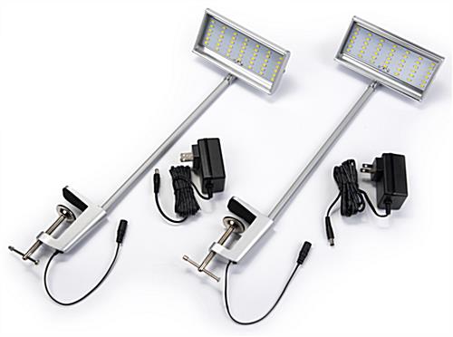 LED Display Arm Lights in Set of 2 for Trade Shows Set of 2 silver LED display arm lights
